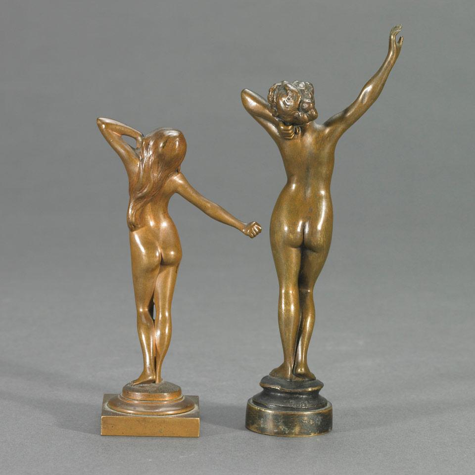 Two Small French Patinated Bronze Figural Nudes, c.1900