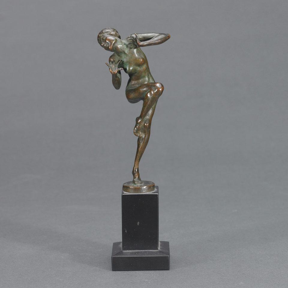 French School, Patinated Bronze Figure of Dancing Nude, 1st quarter, 20th century