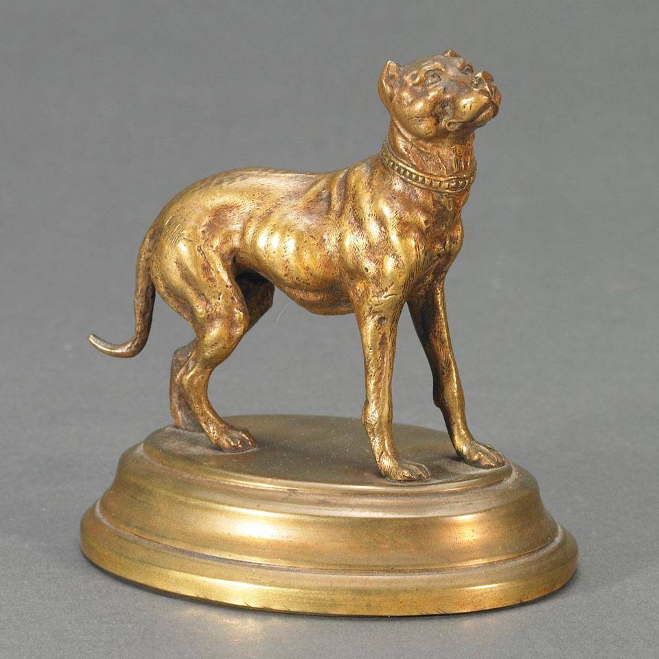Small French School Gilt Bronze Figure of a Mastiff Dog, 19th century