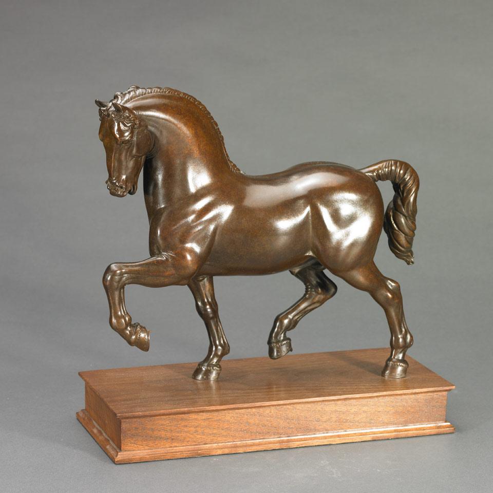 Patinated Bronze Figure of a Horse Modelled After da Vinci’s ‘Gran Cavallo’