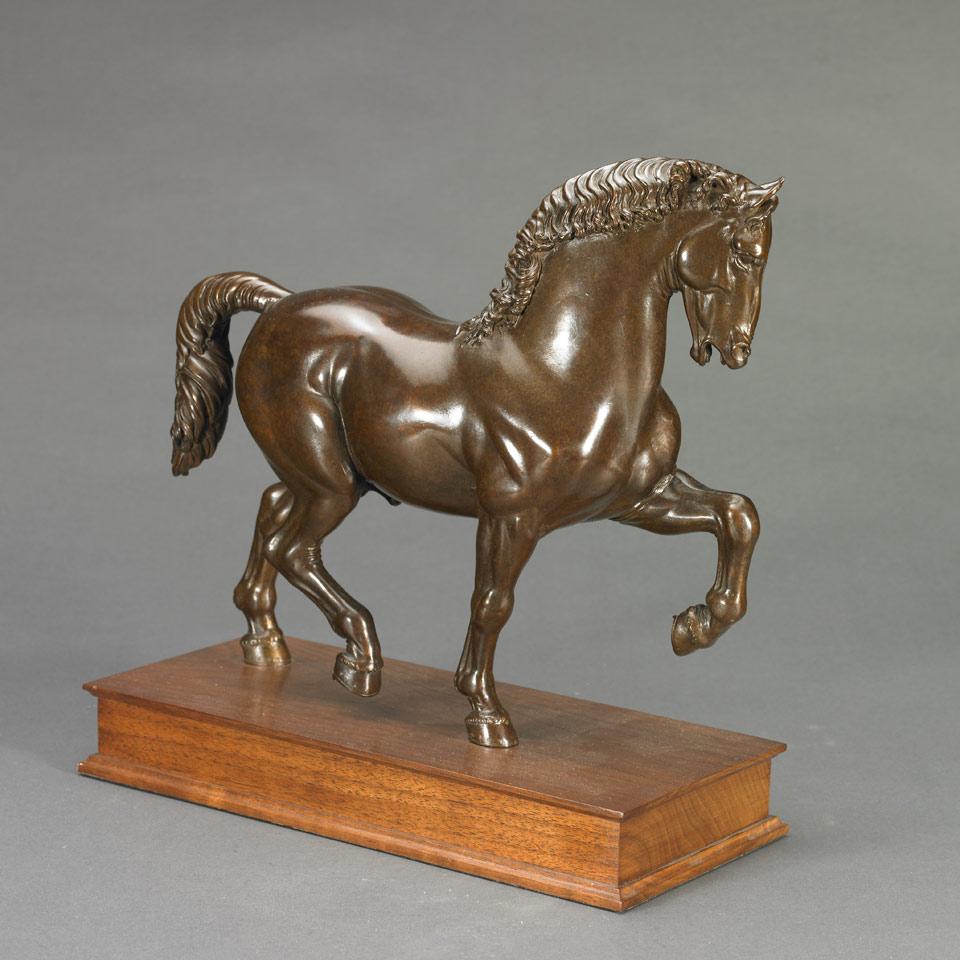 Patinated Bronze Figure of a Horse Modelled After da Vinci’s ‘Gran Cavallo’