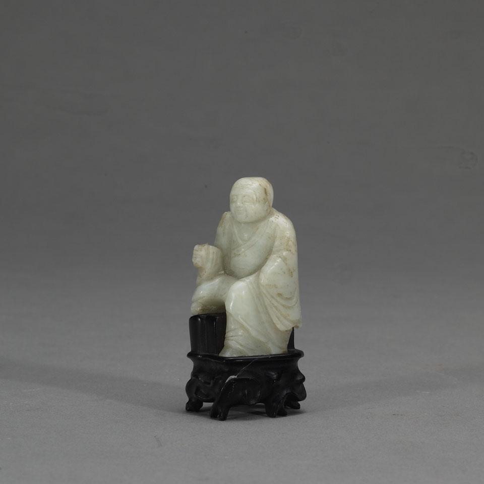 Celadon Jade Figure of a Monk, Late Ming Dynasty, 16th/17th