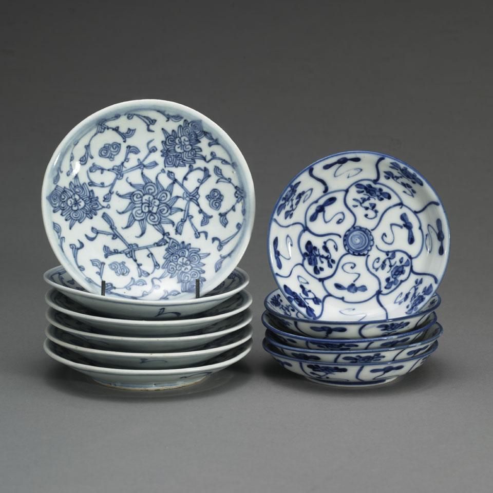Six Chinese Blue and White Plates