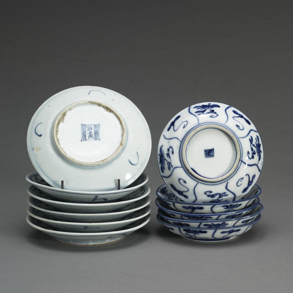 Six Chinese Blue and White Plates