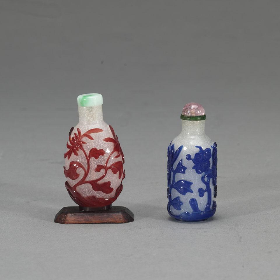 Two Overlay Peking Glass Snuff Bottles