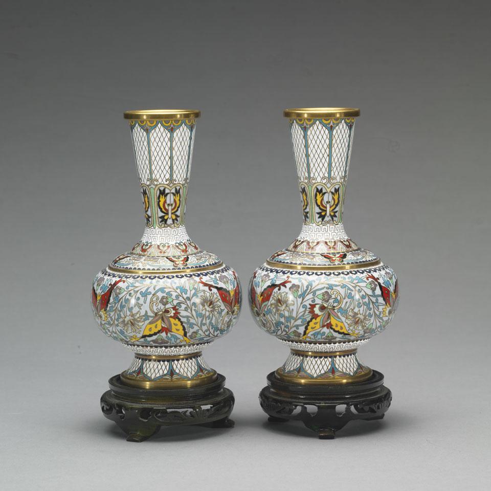 Pair of Cloisonné Enamel Vases