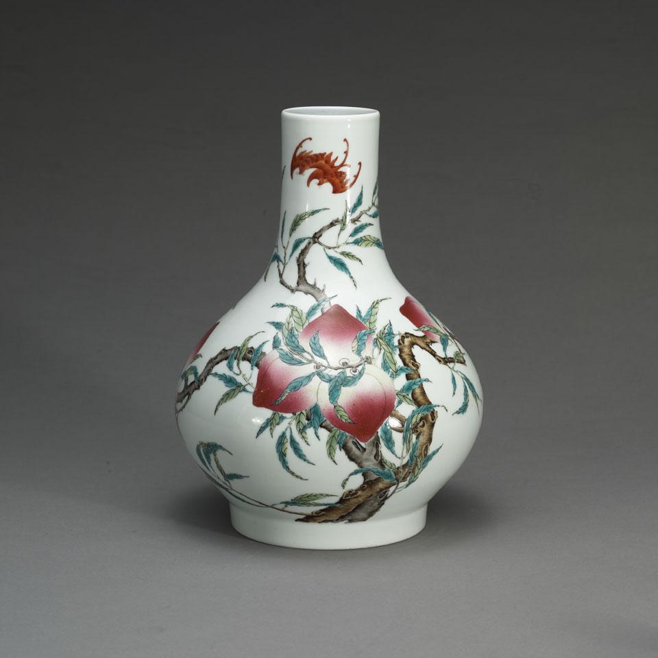 Famille Rose ‘Nine Peaches’ Vase, Guangxu Mark, Republican Period