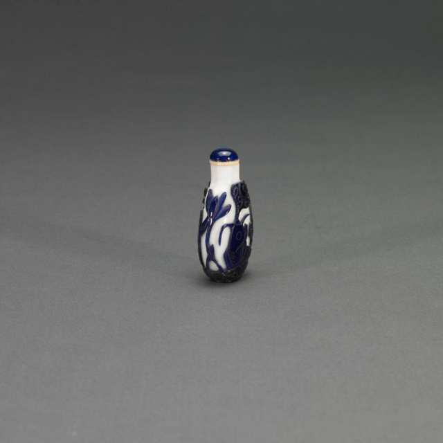 Blue Cased White Glass Snuff Bottle