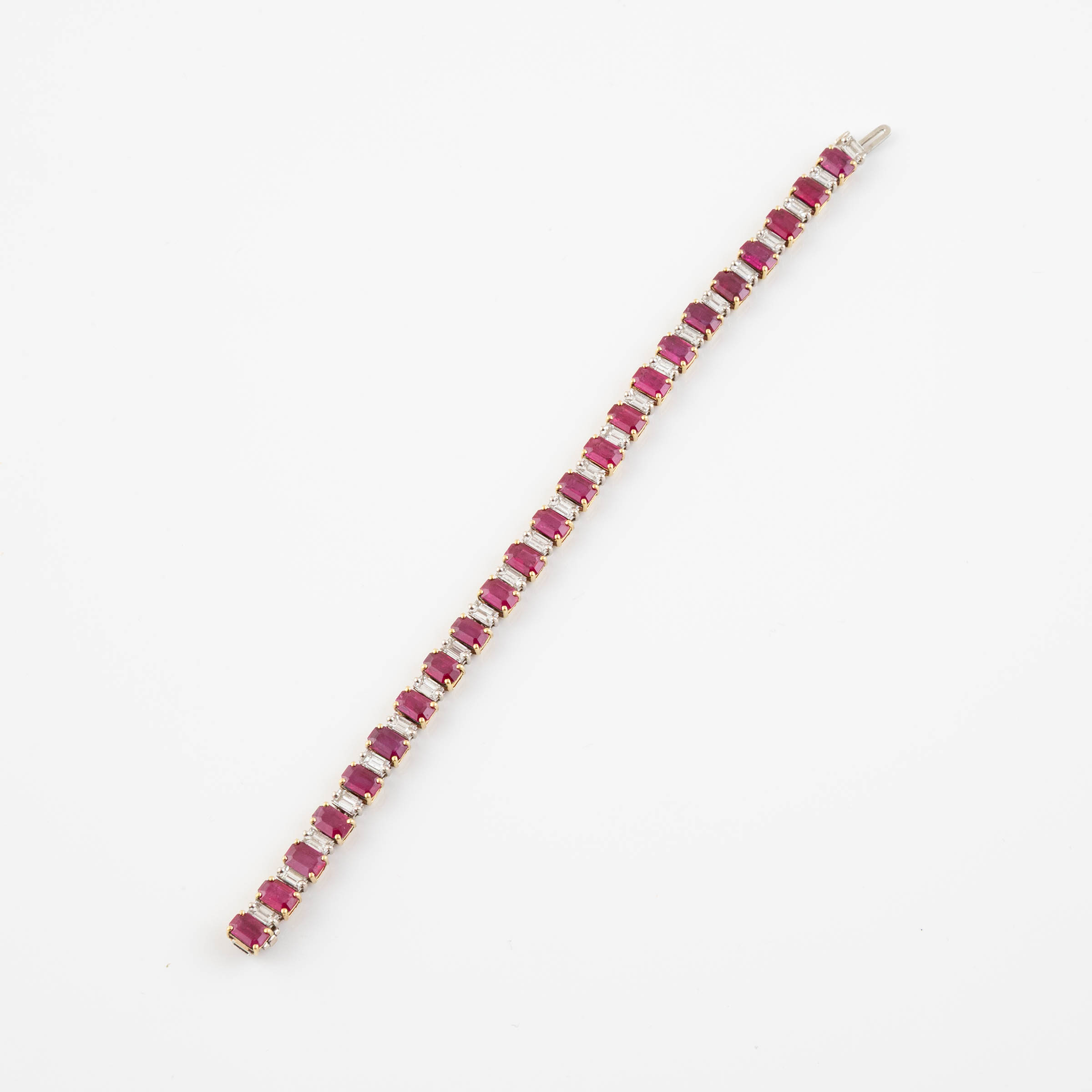 Platinum And 18k Yellow Gold Straightline Bracelet