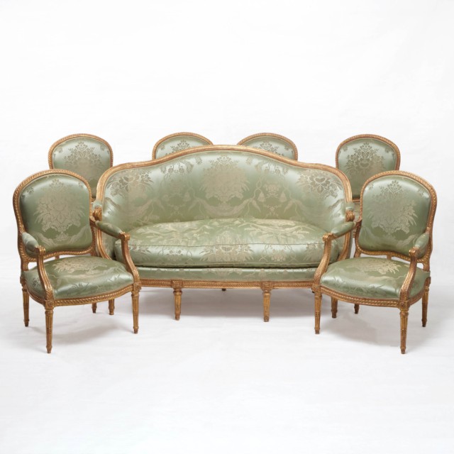 Louis XVI Giltwood Salon Suite by Jean-Baptiste Boulard (Master 1755), c.1785