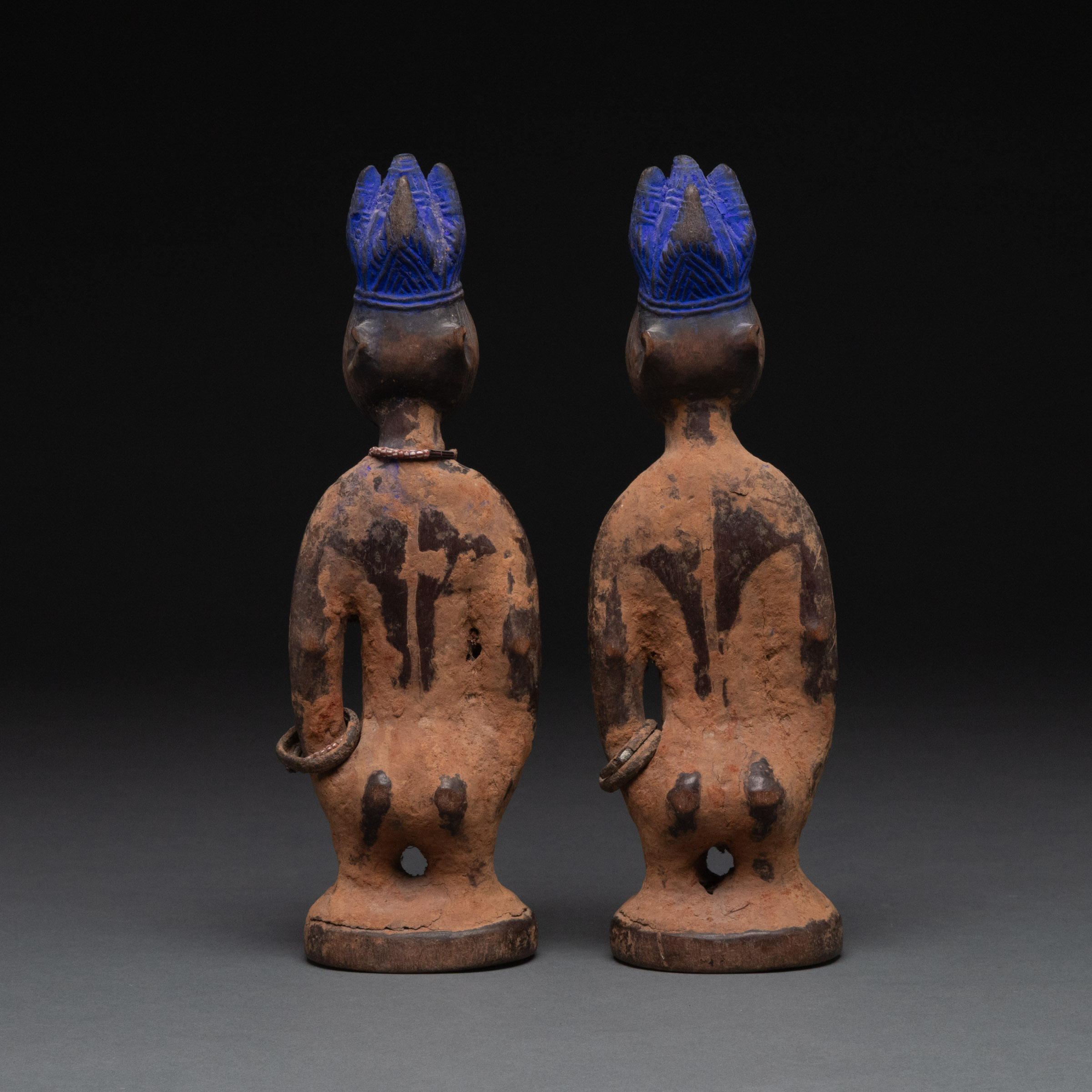 Pair of Oshogbo/Oyo Ibeji Female Twin Figures, Nigeria, West Africa, early to mid-20th century