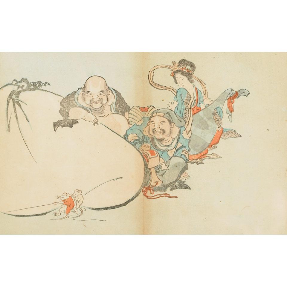 Five Hokusai Manga Prints, 19th Century