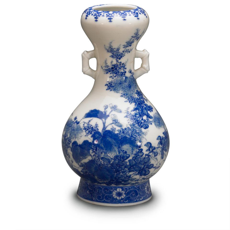 Blue and White Arita Vase, Meiji Period, Early 20th Century
