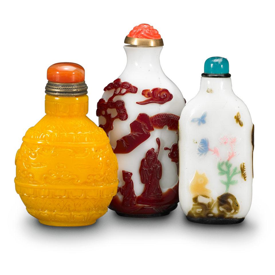 Three Peking Glass Snuff Bottles