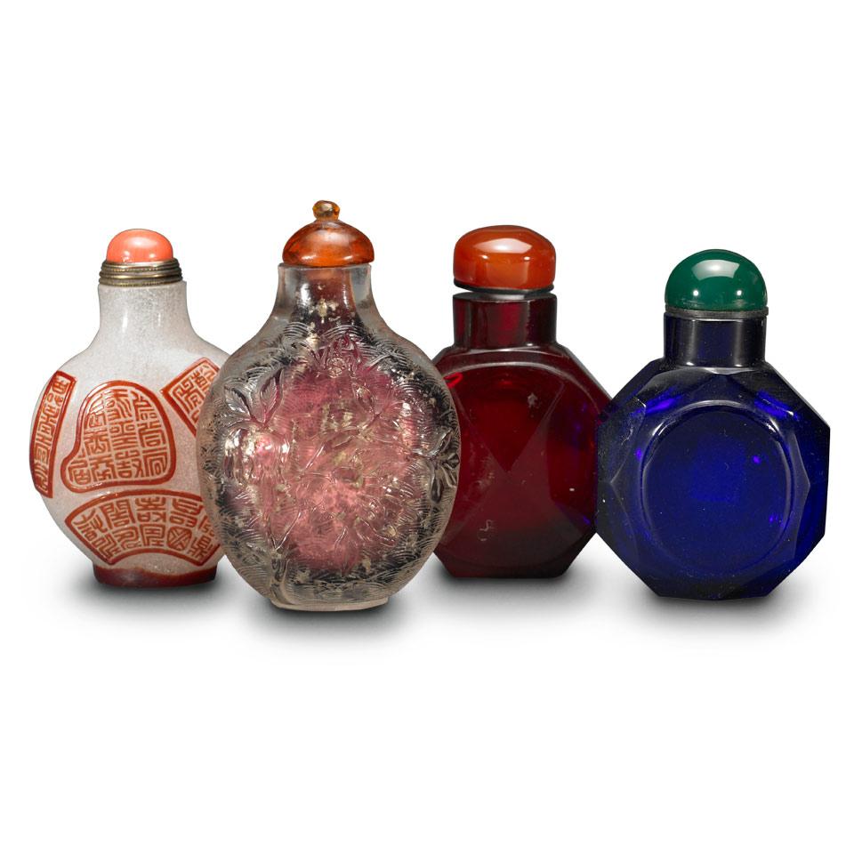 Four Peking Glass Snuff Bottles