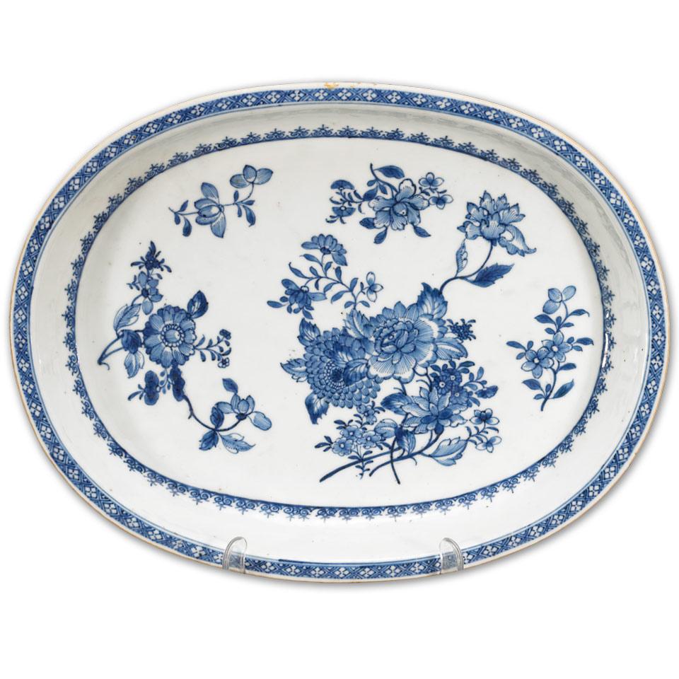 Export Blue and White Oval Platter, Qing Dynasty, 19th Century
