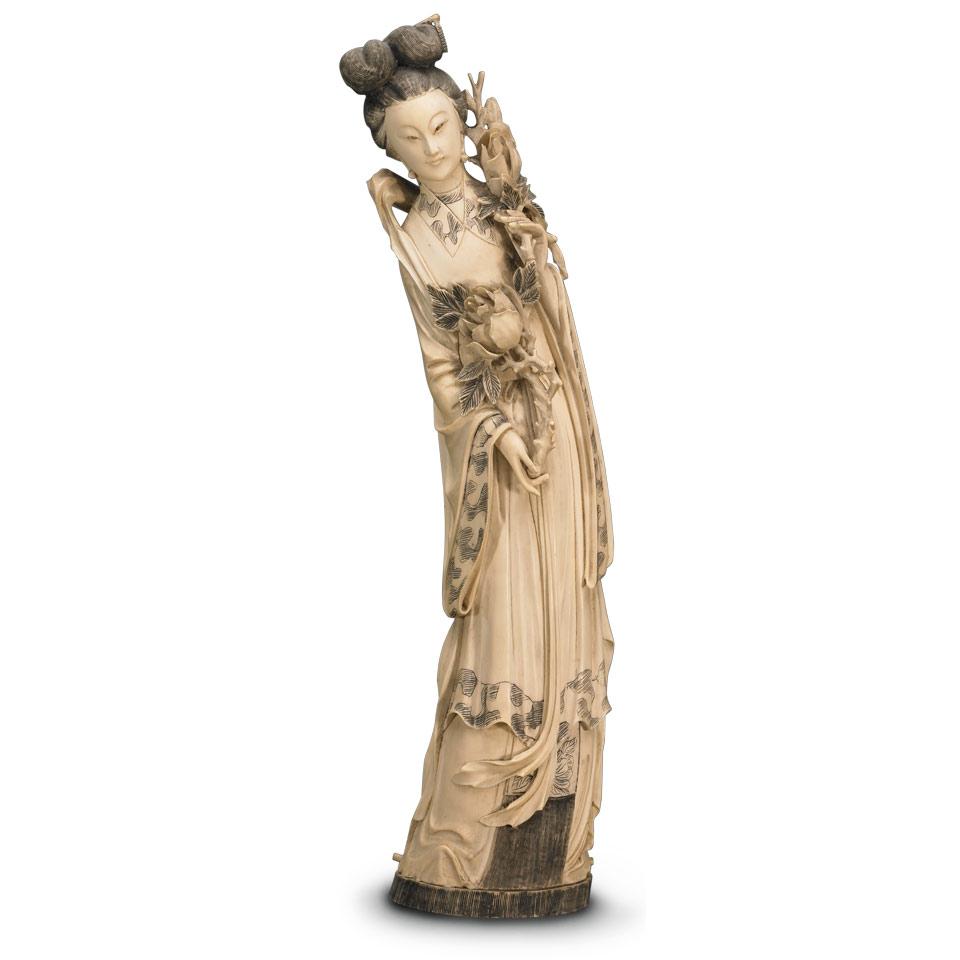 Large Ivory Carved Female Immortal, circa 1920’s