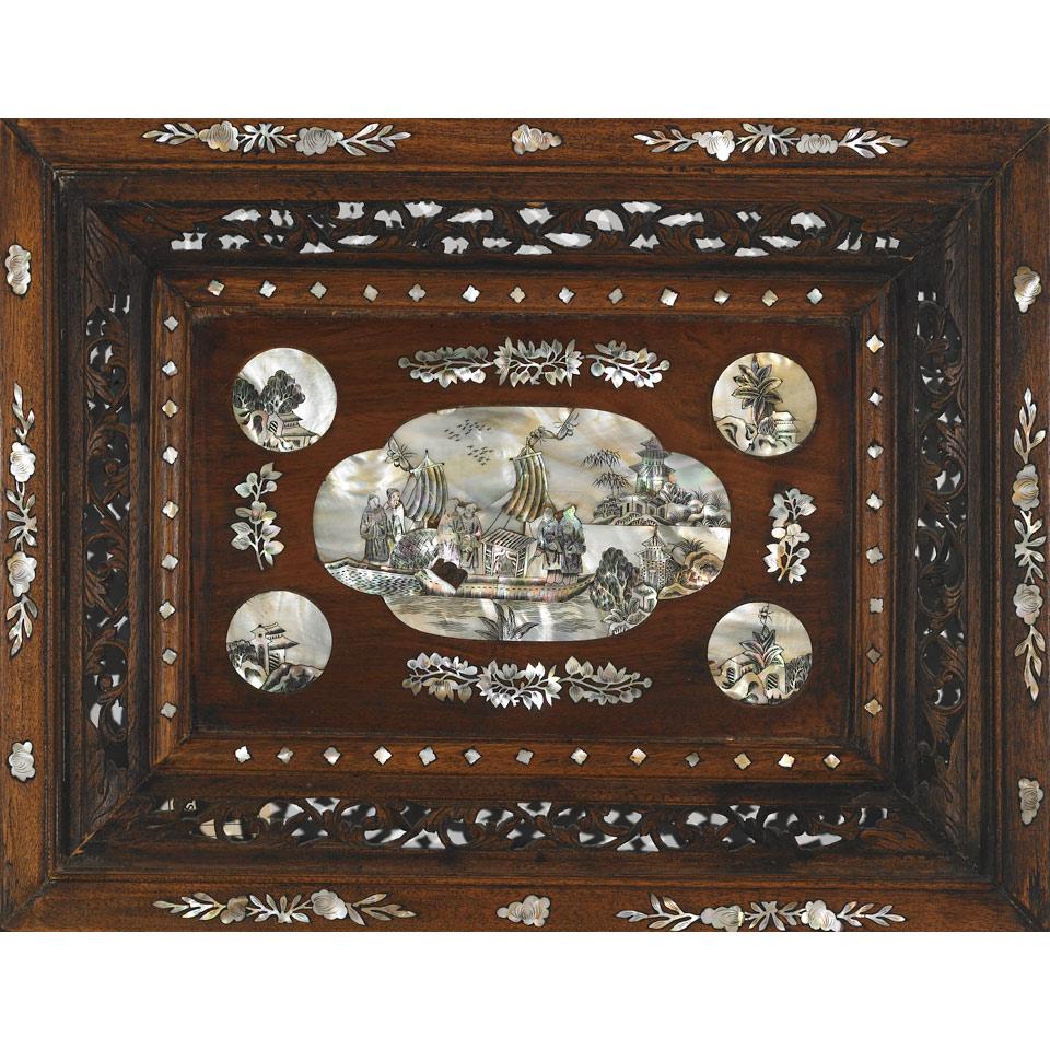 Pair of Export Mother of Pearl Inlay Panels, 20th Century