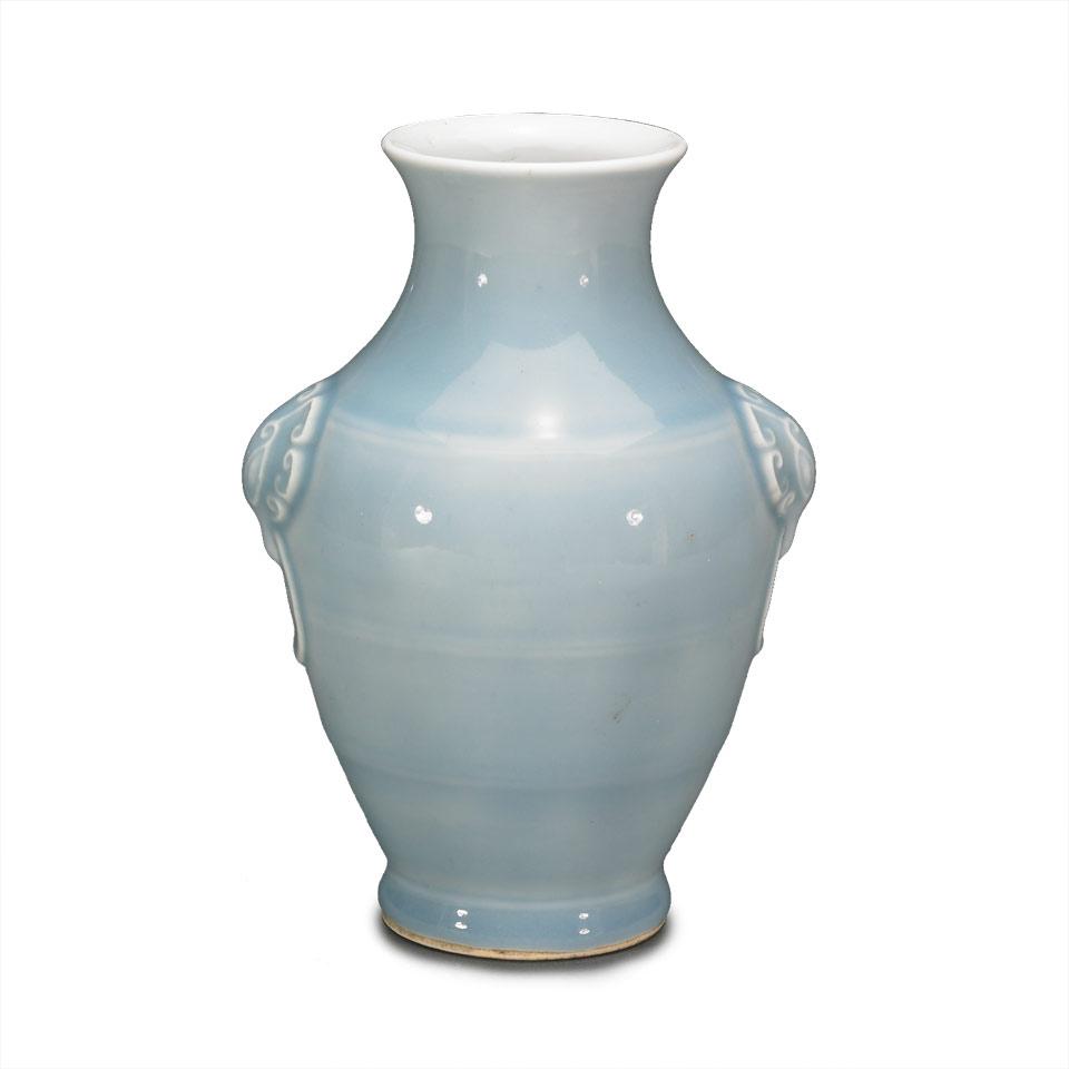 Powder Blue Baluster Vase, Qianlong Mark, Early 20th Century