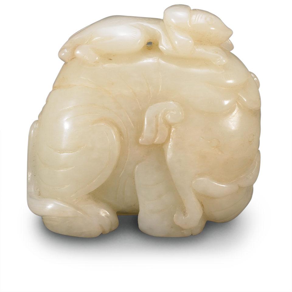 Pale Celadon Jade Elephant Pendant