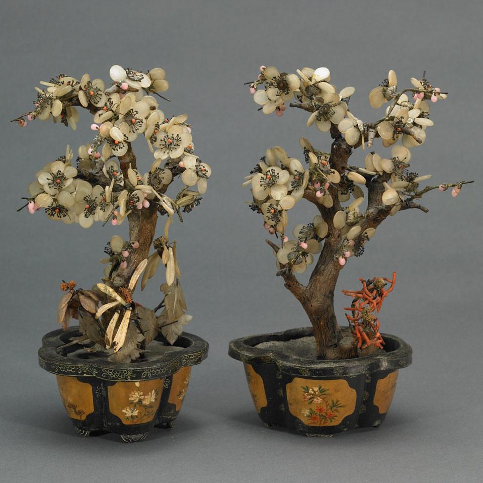 Pair of Hardstone Trees, Qing Dynasty, 19th Century