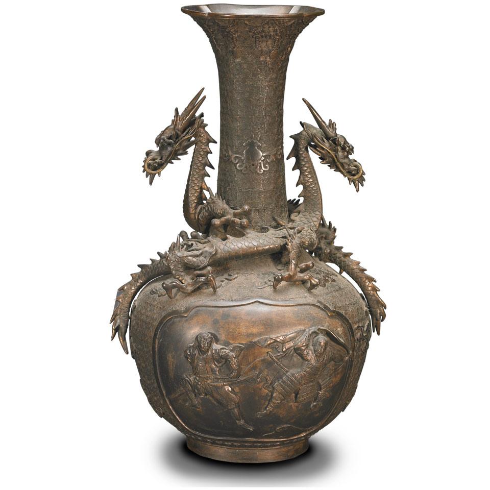 Bronze Dragon Vase, Meiji Period, Early 20th Century