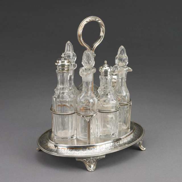 Victorian Silver Seven-Bottle Cruet, Richard Martin & Ebenezer Hall, London, 1872