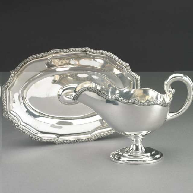 Austrian Silver Sauce Boat and Stand, Vienna, early 20th century
