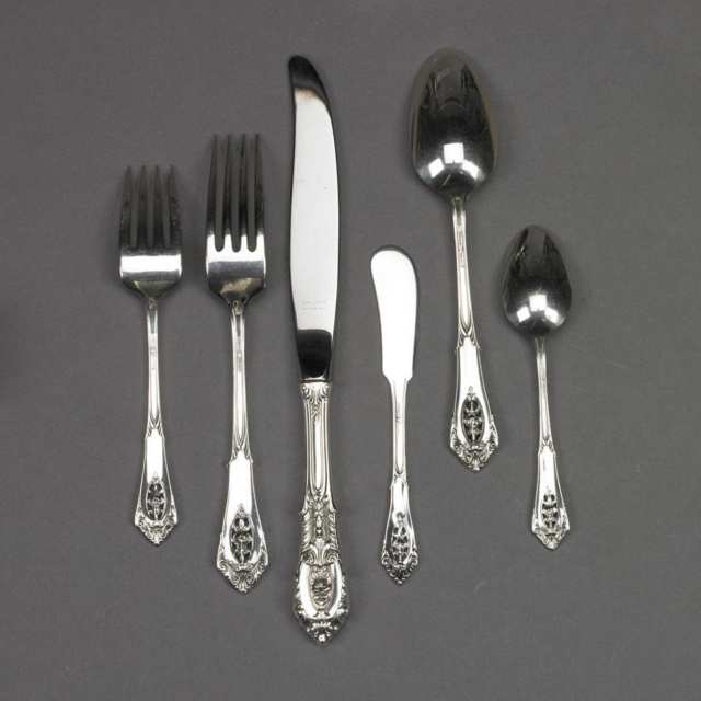 American Silver ‘Rosepoint’ Flatware Service, Wallace Silversmiths, Wallingford, Ct., 20th century
