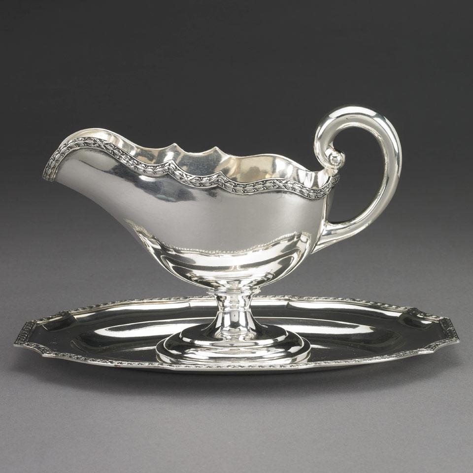 Austrian Silver Sauce Boat and Stand, Vienna, early 20th century