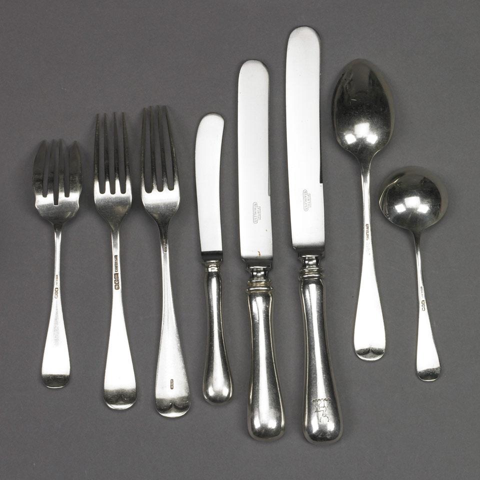 Canadian Silver Old English Pattern Flatware Service, Ellis Bros., Toronto, Ont., early 20th century