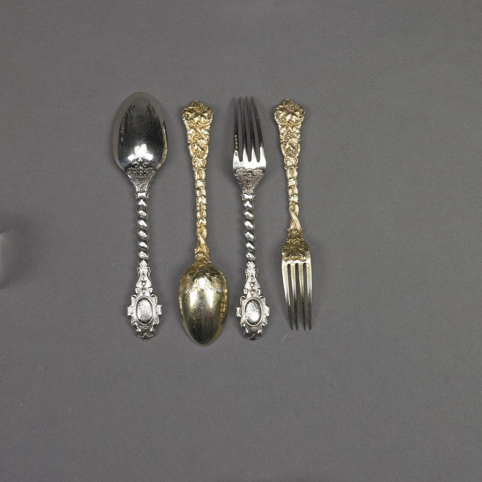 Two Victorian Silver Child’s Spoon and Fork Sets, Francis Higgins, London, 1843/49