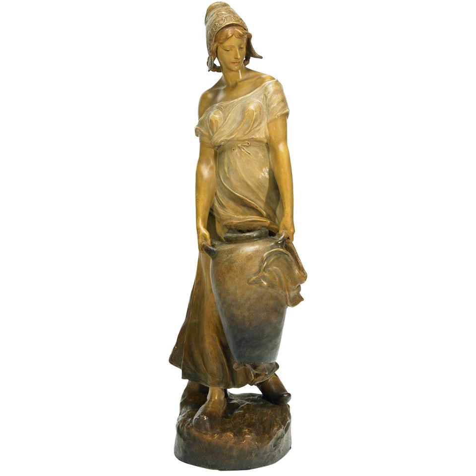 Goldscheider Earthenware Figure of a Young Dutch Girl with Water Jug, c.1900