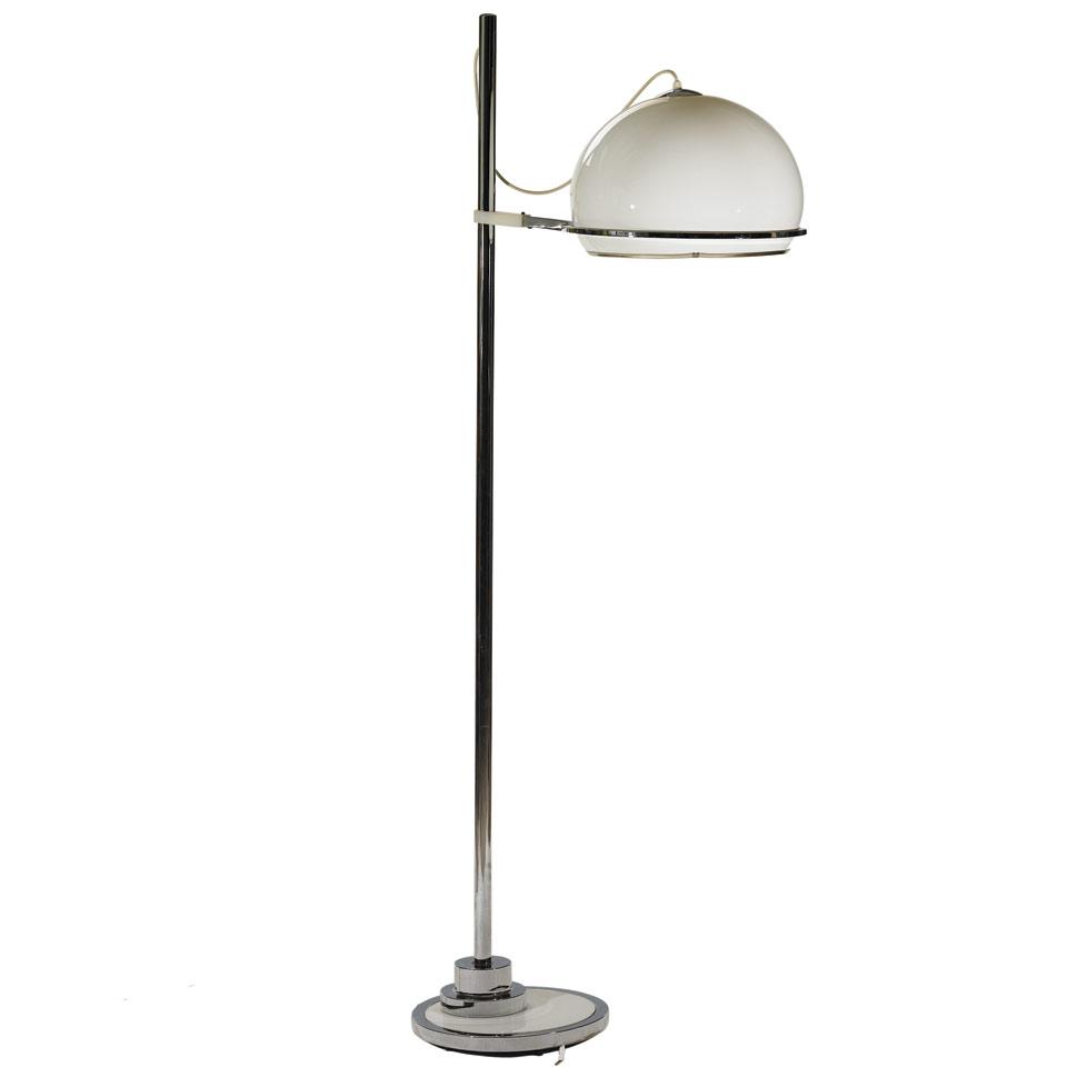 Contemporary Adjustable Chrome and Enamelled Metal Bridge Lamp