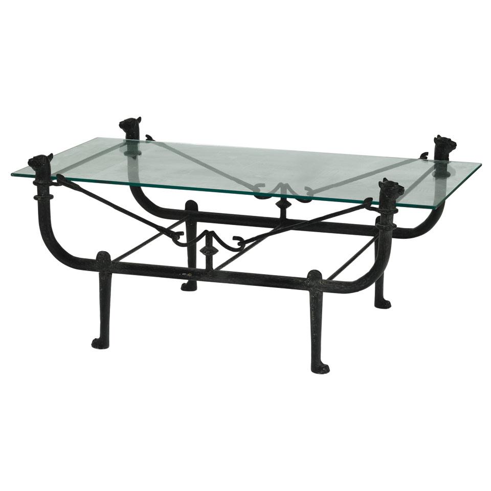 Manner of Diego Giacometti Cast Iron Glass Top Low Table
