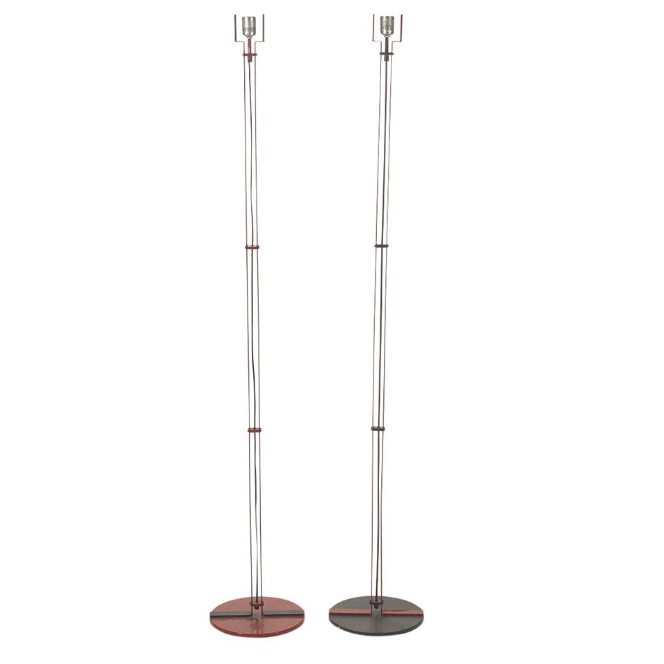 Pair of Italian Contemporary Lacquered Metal Floor Lamps, c.1982