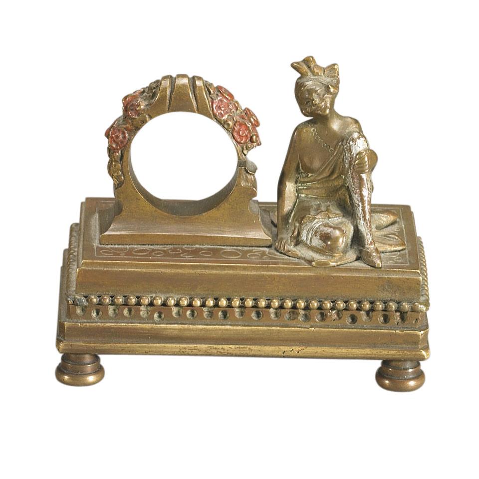 Attributed to Bruno Zach (German, 1891-1935) Cold Painted Austrian Bronze Erotic Figural Watch Stand