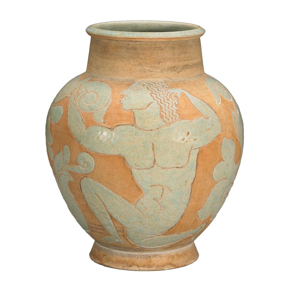 René Buthaud Celadon Glazed Earthenware Vase, c.1930