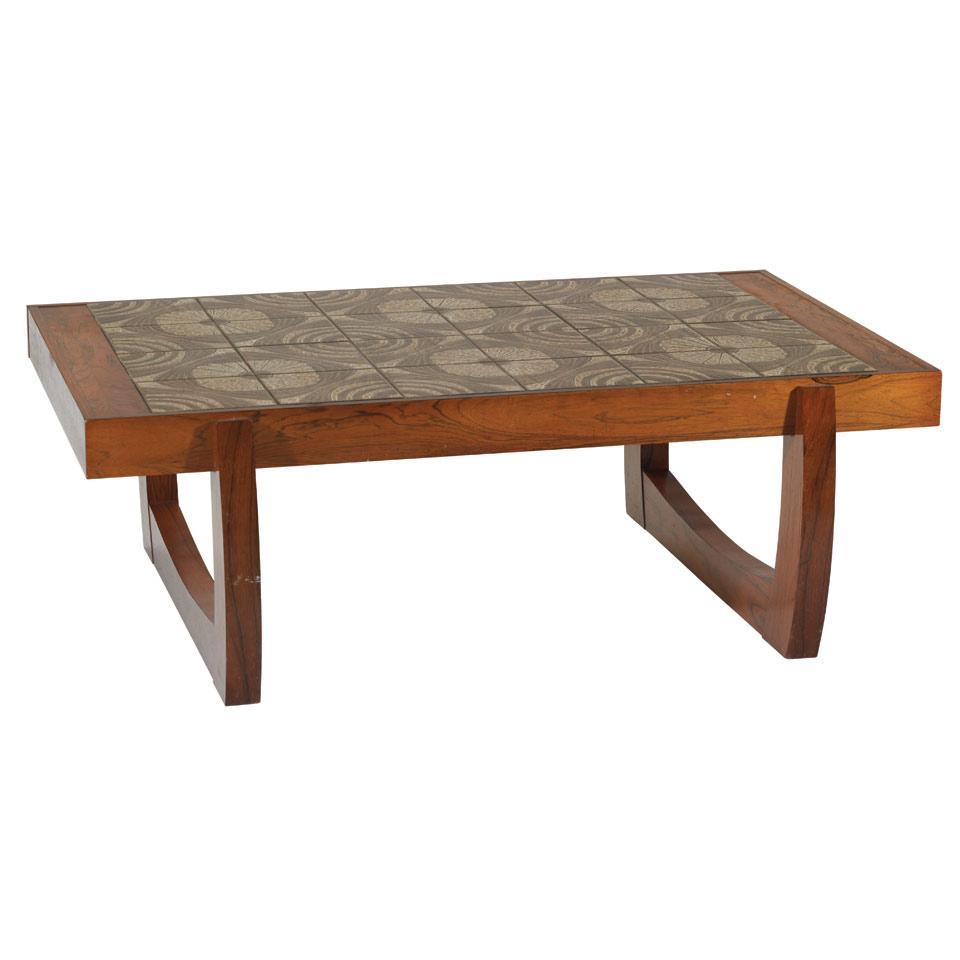 Modernist Rosewood Tile Top Coffee Table, c.1970