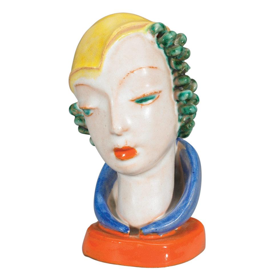 Goldscheider Miniature Bust of a Young Woman, 1930’s