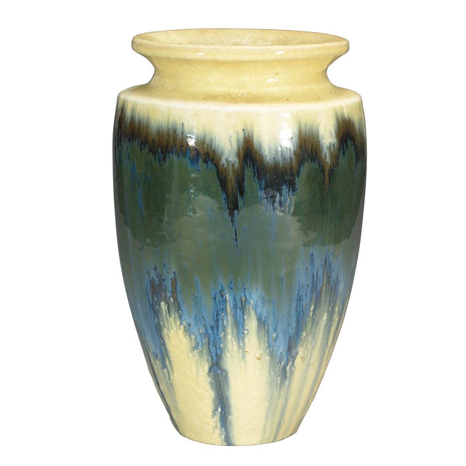Fulper Cream, Blue and Grey Glazed Vase, early 20th century