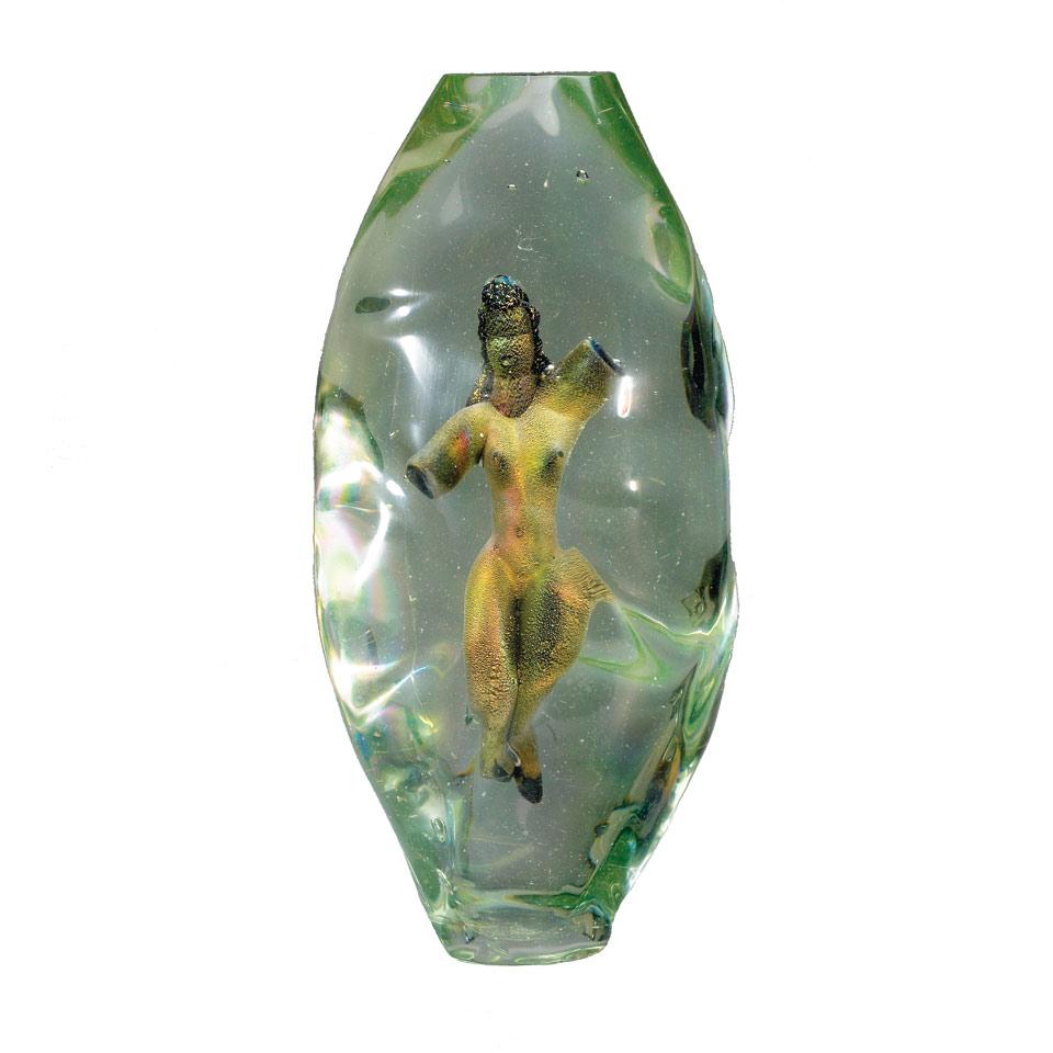 Cased Glass Nude Figure of a Woman, late 20th century