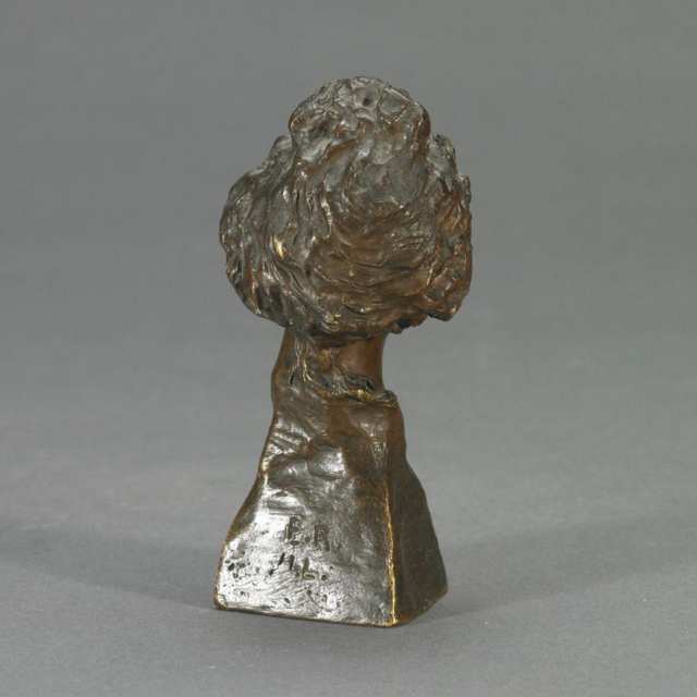 Small Patinated Bronze Head of a Young Woman, c.1900
