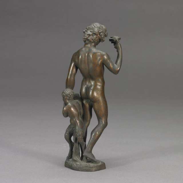 After Michelangelo, Patinated Bronze Group of Bacchus and Satyr, 19th/20th century