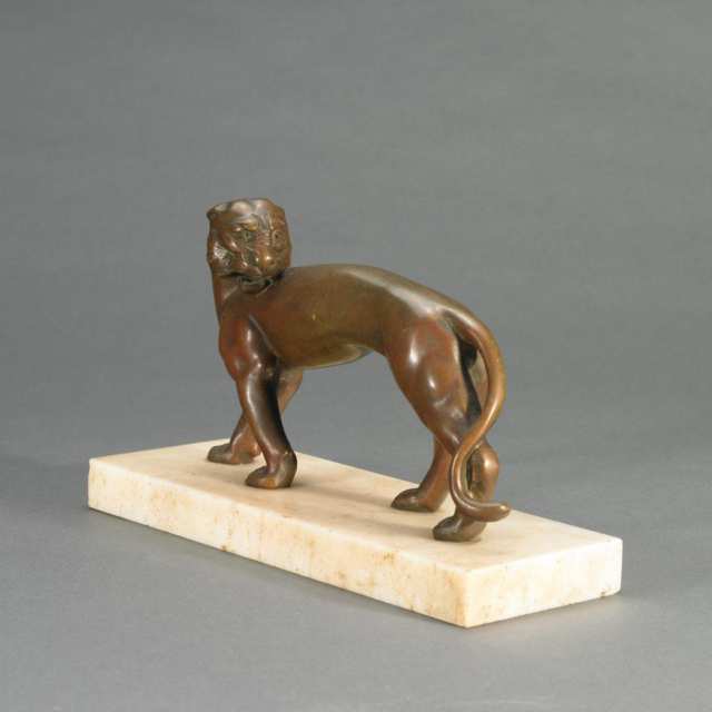 H. Gaudron (French, fl. early 20th century) Art Deco Patinated Bronze Figure of a Chetah