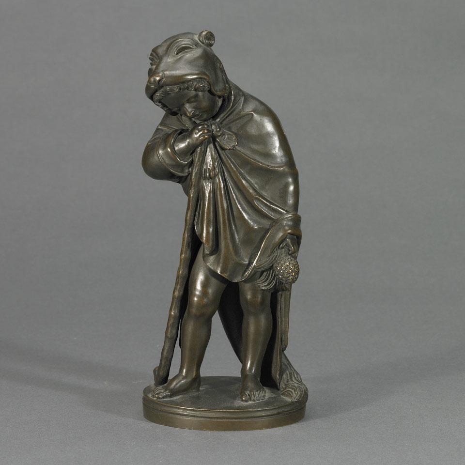 Patinated Bronze Figure of a Young Shepherd Asleep, 19th century