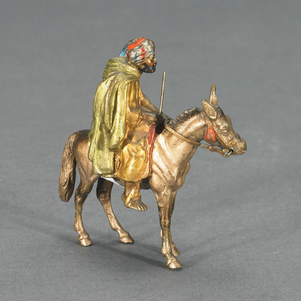 Franz Bergman Style Small Cold Painted Bronze Figure of a Moor on a Donkey, late 19th century