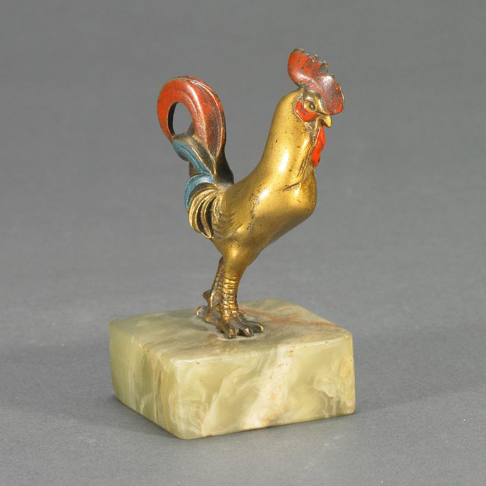 Small Austrian Cold Painted and Gilt Bronze Figure of a Rooster, early 20th century