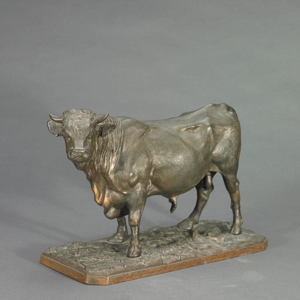 Large Cast Iron Figure of a Prize Bull, 19th century