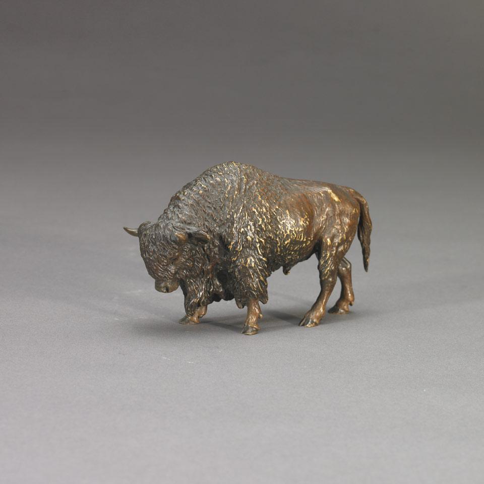 Austrian Cold Painted Bronze of North American Bison, 19th century